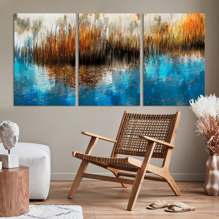 Restful Landscape Art Abstract Lake Canvas Print Wall Art