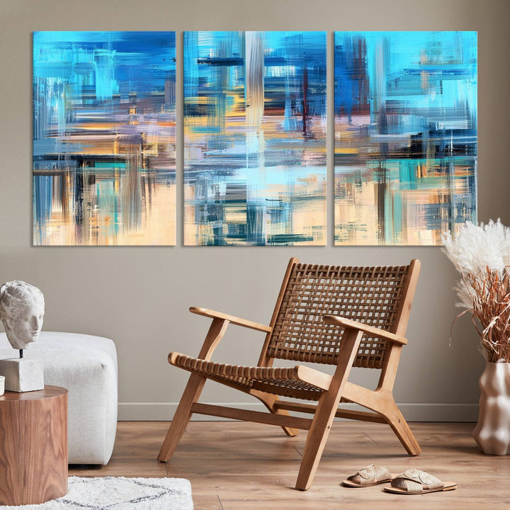 Contemporary Work of Art Blue Abstract Canvas Painting Wall Art Canvas Print