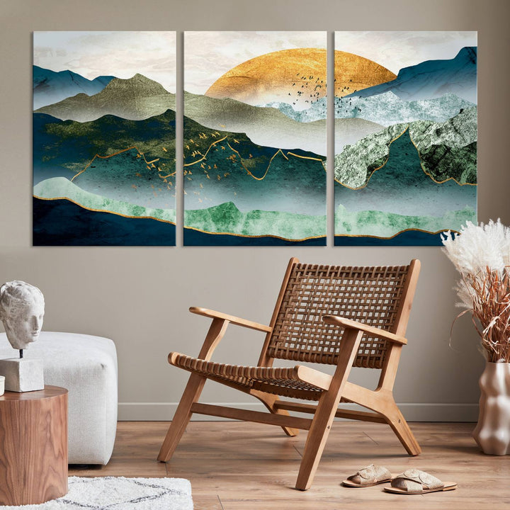 Cheering Sunrise Abstract Painting Canvas Art Print Abstract Landscape Wall Art