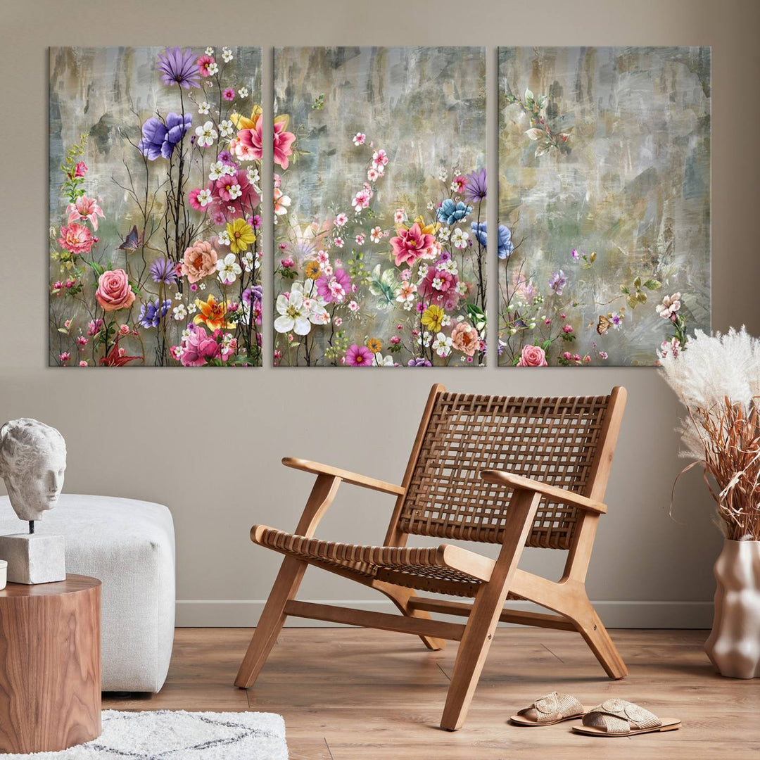 Pintura de flores acogedoras sobre lienzo Arte de pared extra grande Impresión de lienzo floral