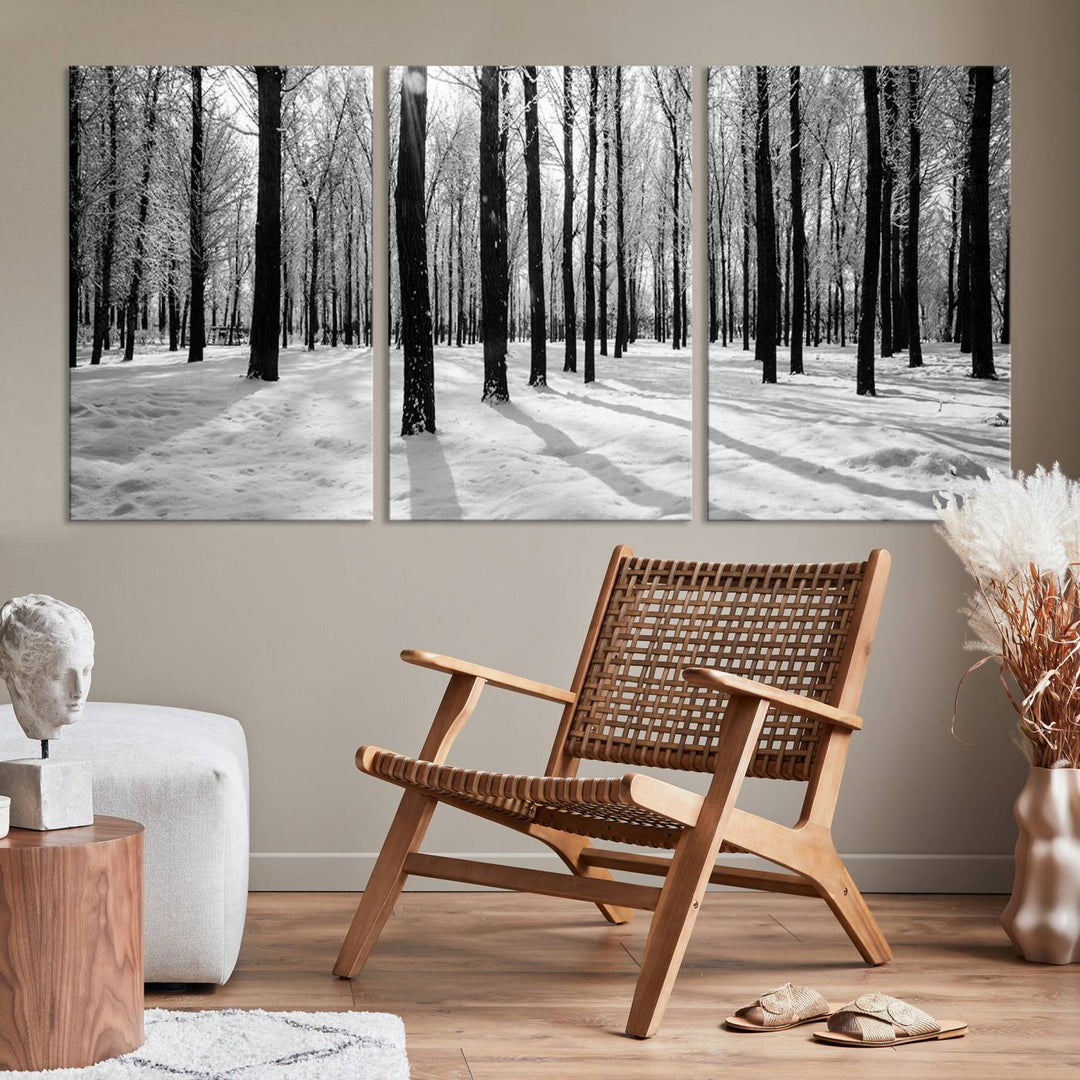 Wall Art Winter Forest Poplar Trees Canvas Print