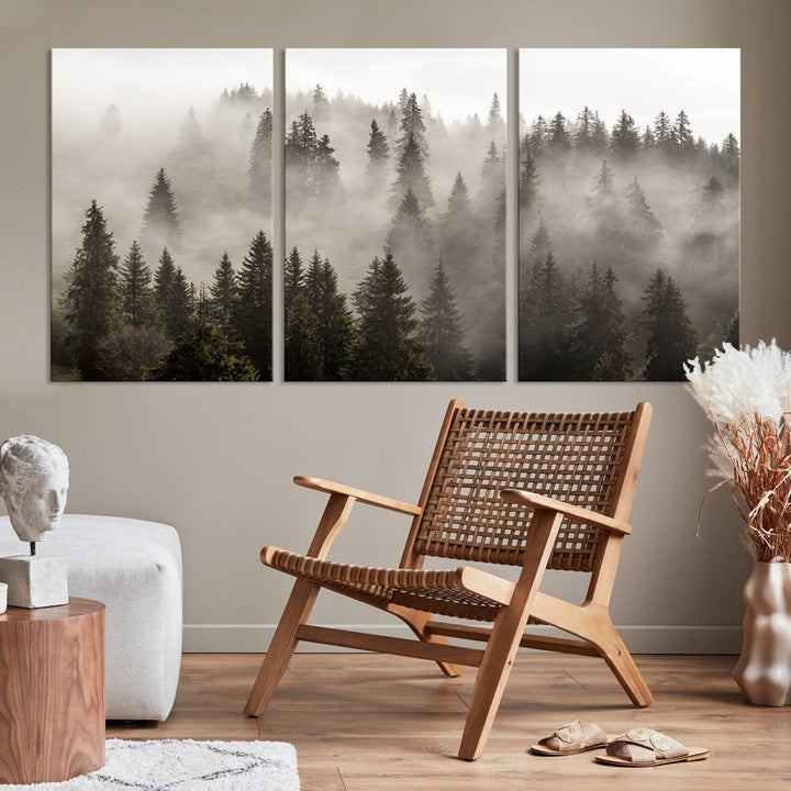 Foggy Forest Wall Art Canvas Print