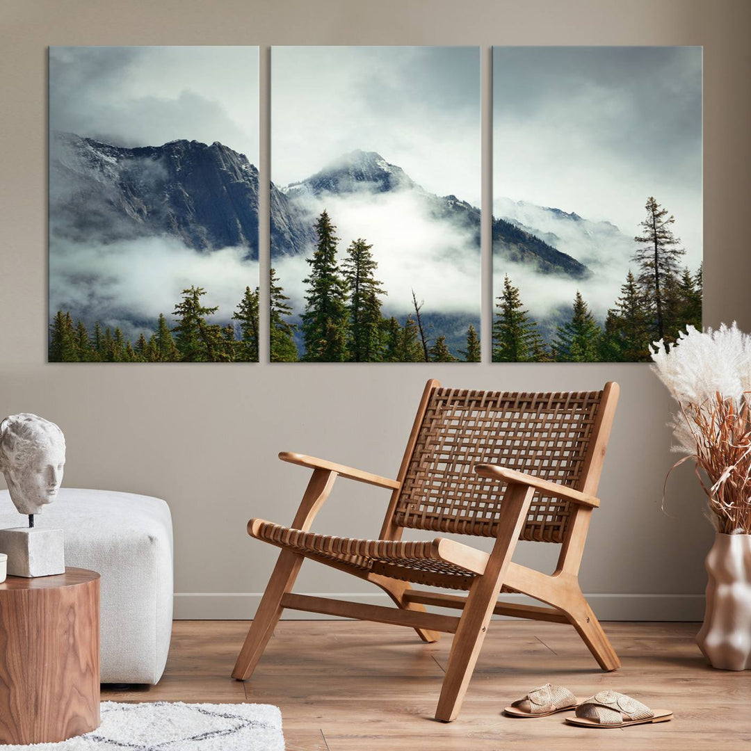 Misty Mountain Forest Wall Art Canvas Print