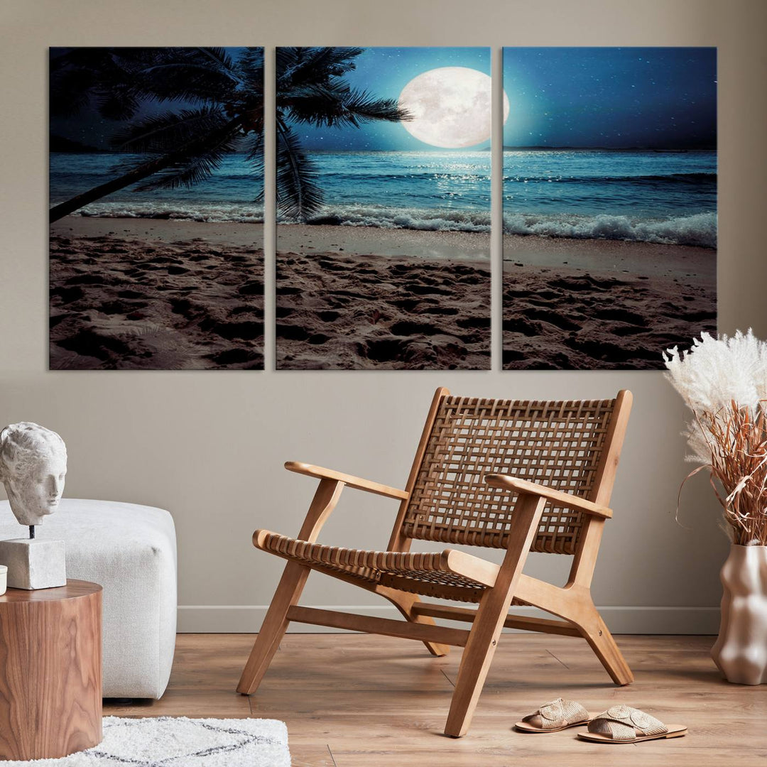 Moonglade Coastal Palm Tree Wall Art Canvas Print