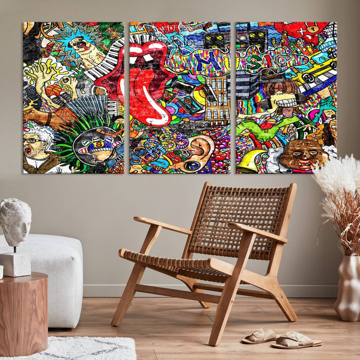 Vibrant Music Graffiti Wall Art Canvas Print