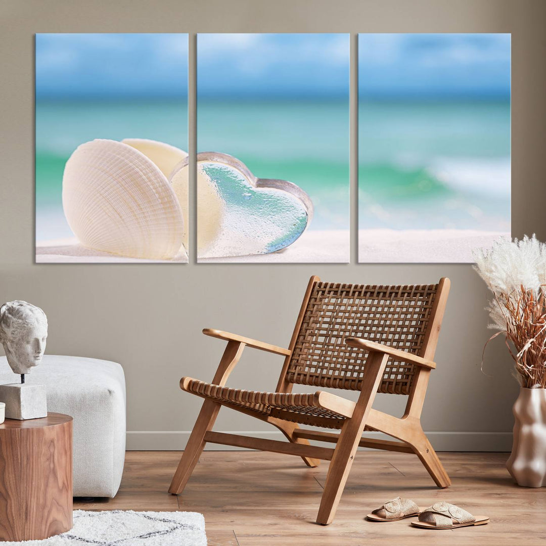 Impression sur toile d'art mural de coquillage d'amour de plage