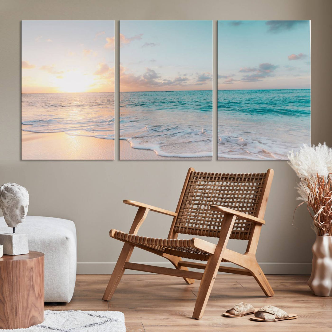 Arte de la pared de Sunset Beach Art Ocean Vibes Lienzo