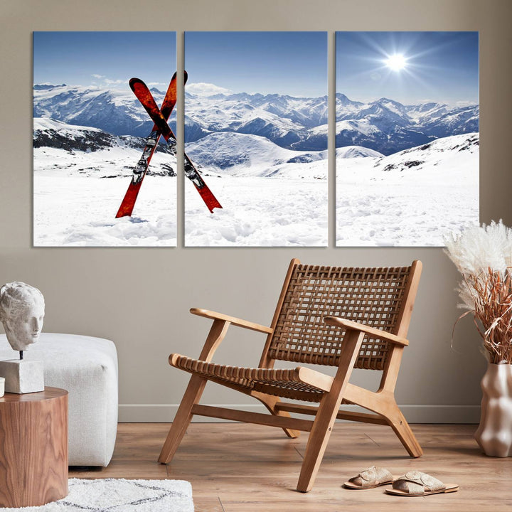 Snow Mountain Wall Art Canvas Print, Snowboard Sport Wall Art