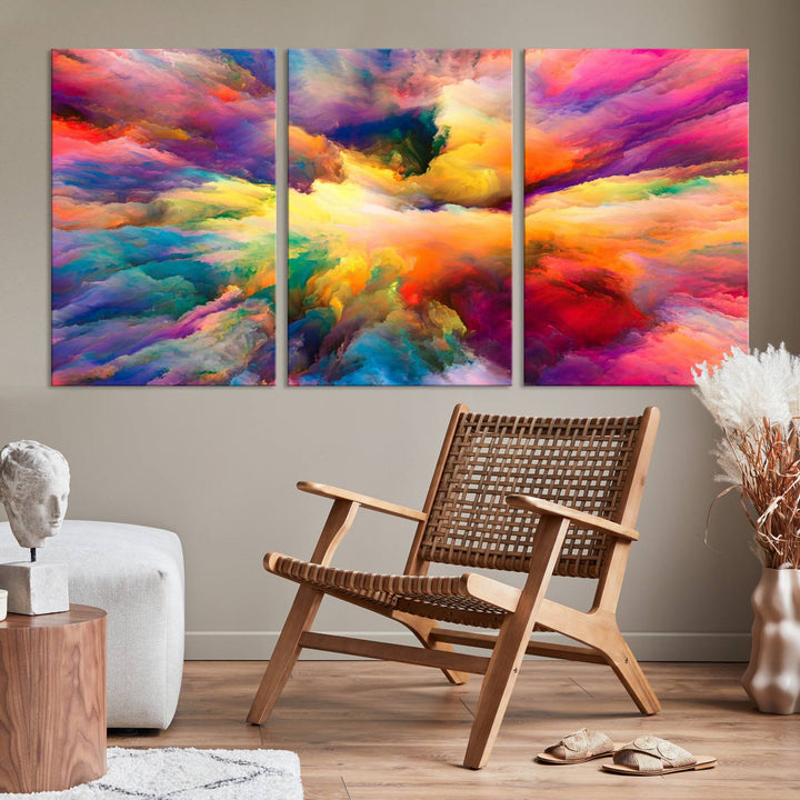 Art mural en forme de nuage de couleurs vibrantes flamboyantes Impression sur toile