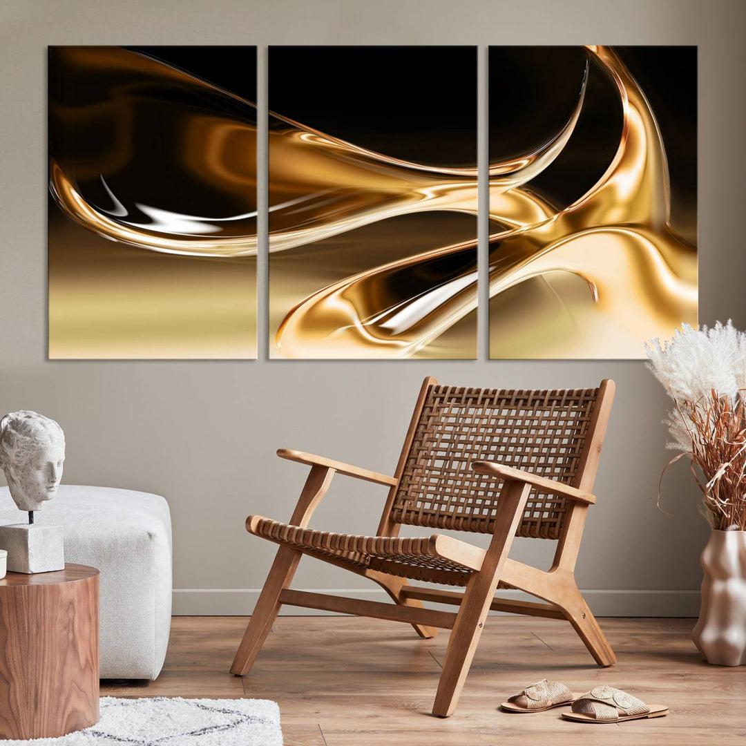 Liquid Glittered Luxury Gold Canvas Wall Art Print