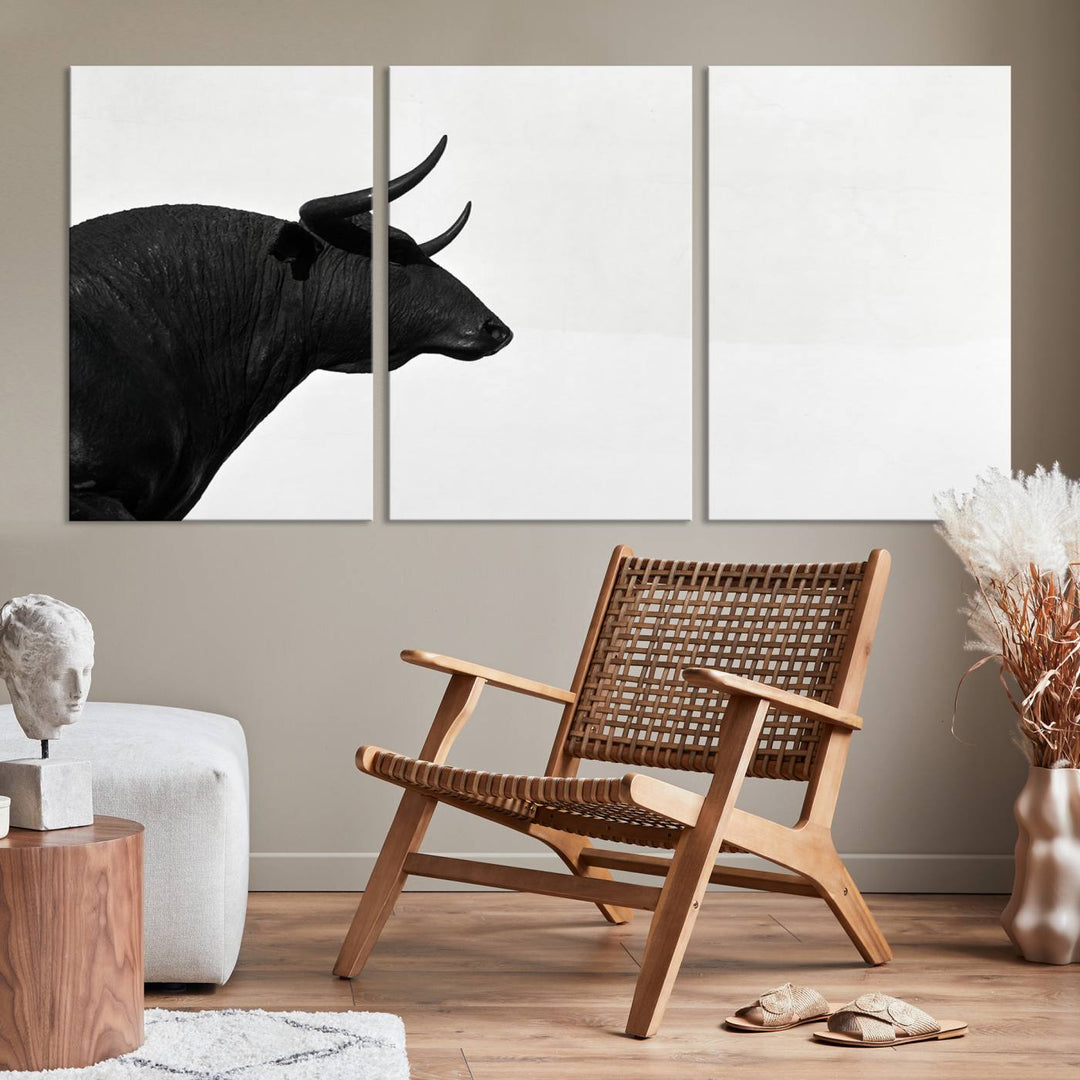 The Spanish Bull Wall Art Canvas Print is crafted on museum-quality canvases and is coated with UV-protective layers for lasting brilliance. It comes ready to hang, effortlessly enhancing your living space.