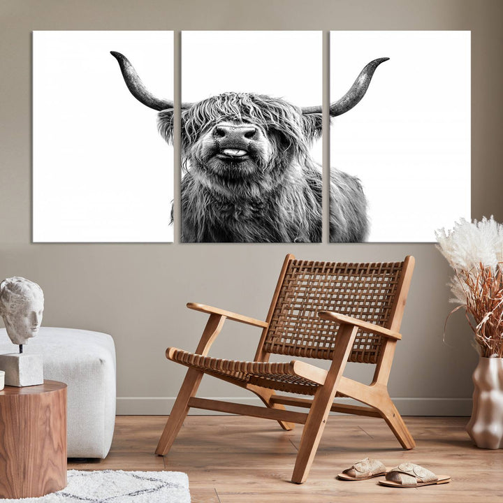 Fanny Scottish Highland Cow Cattle Art Print Farmhouse Wall Art Canvas Print