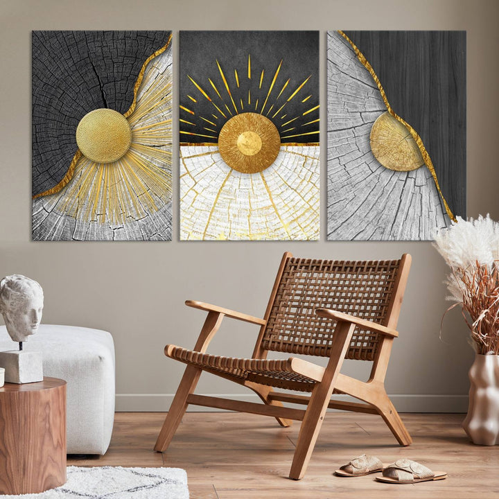 Minimal Style 3 Panel Abstract Wall Art Canvas Print 