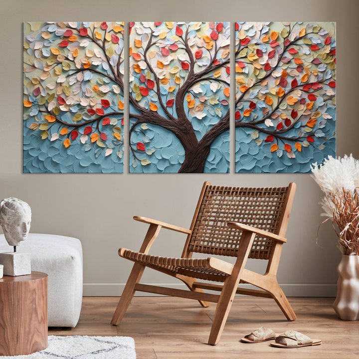 Impression sur toile d’art mural abstrait d’arbre et de feuille