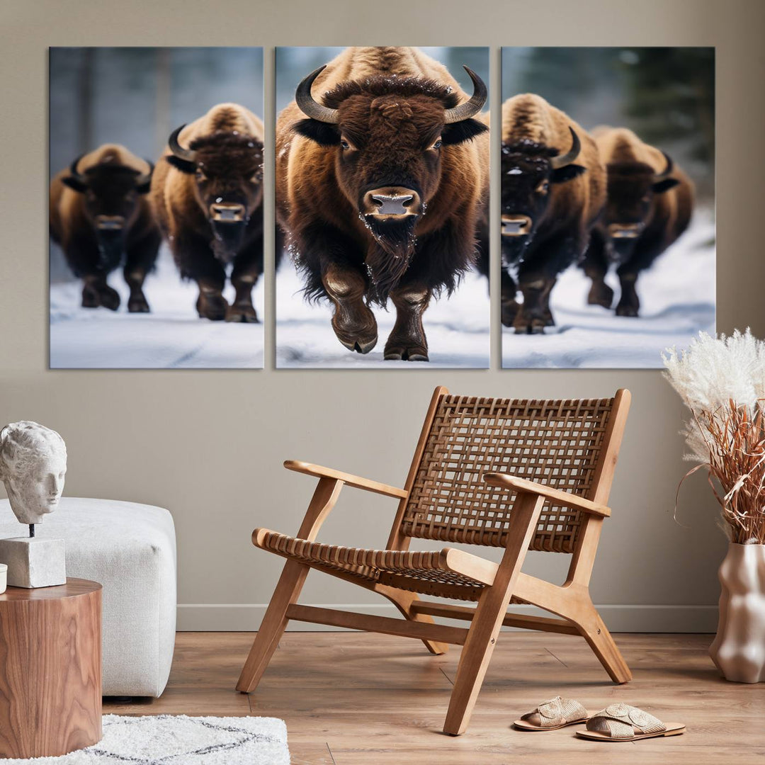 Buffalo Wall Art Canvas Print, American Bison Herd Wall Art Canvas Print