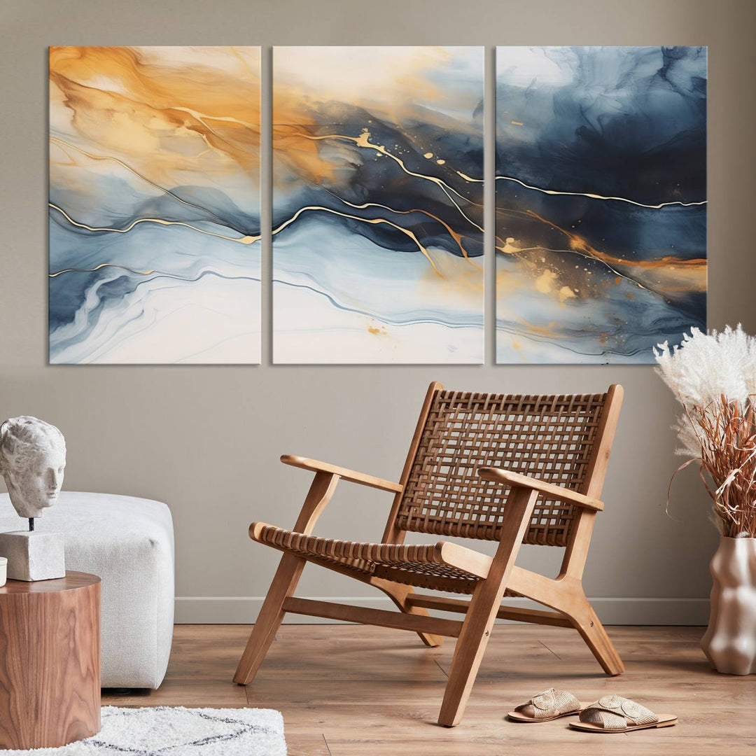 Smoke Blue Wall Art Canvas Print Abstract Artwork Printing