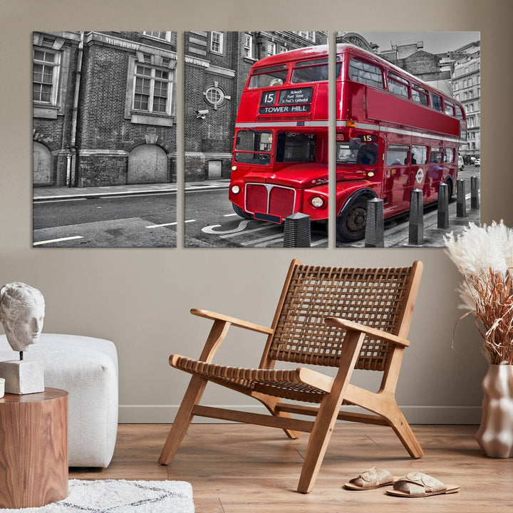 London Red Bus Wall Art, Red Telephone Club, London Night Canvas Print