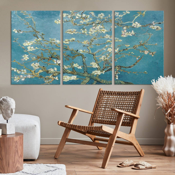 Arte de pared abstracto en flor de almendro de Vincent Van Gogh Lienzo