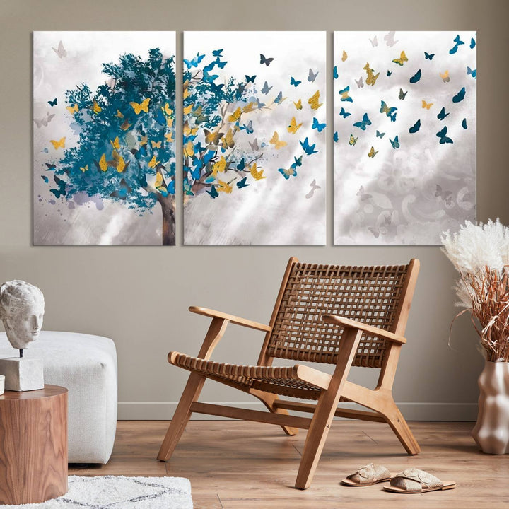 Arbre papillon abstrait arbre et papillon Art mural impression sur toile