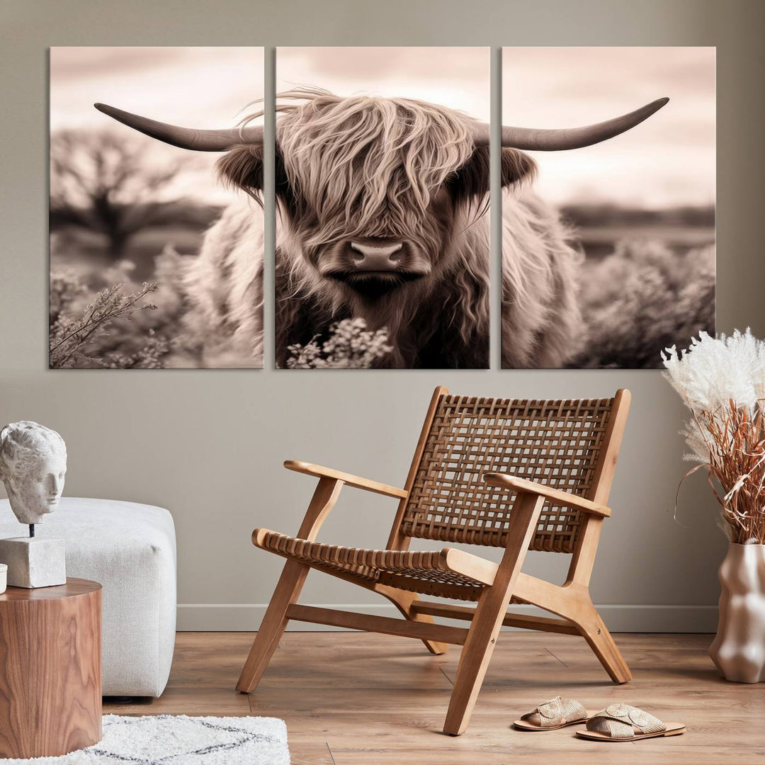 Scottish Cow Longhorn Wall Art Canvas Print.