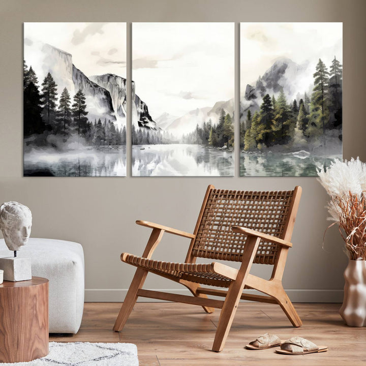 Yosemite National Park Watercolor Wall Art Canvas Print