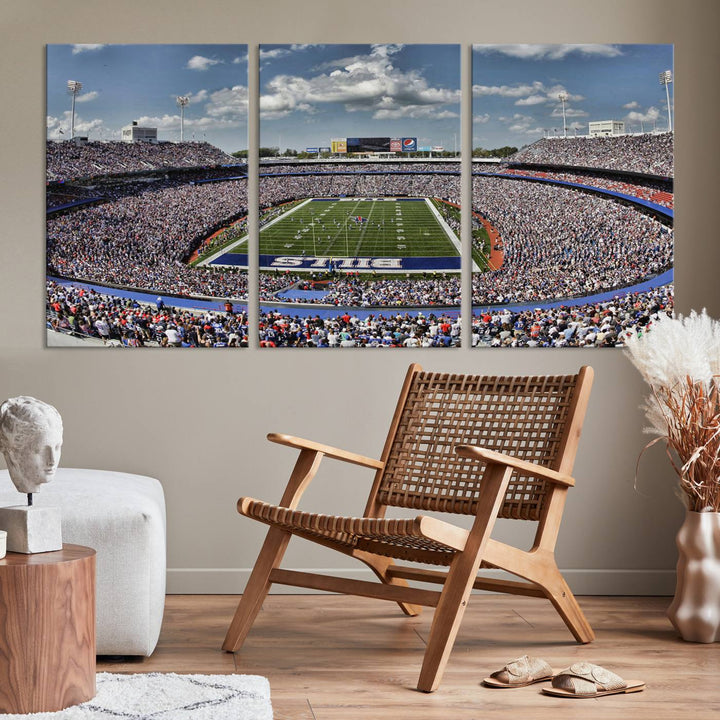 Buffalo Bills Football Team Print - Highmark Stadium Wall Art Canvas Print - Bills Stadium Game Day Triple Canvas Wall Art - Buffalo Bills NFL Match