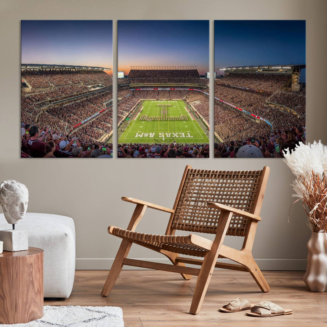 Texas A&M University Aggies Football Team Print - College Station Kyle Field Stadium Wall Art Canvas Print