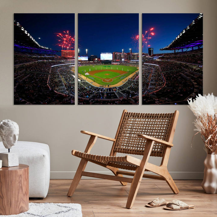 Atlanta Braves Baseball Team Print - Truist Park Stadium Wall Art Canvas Print