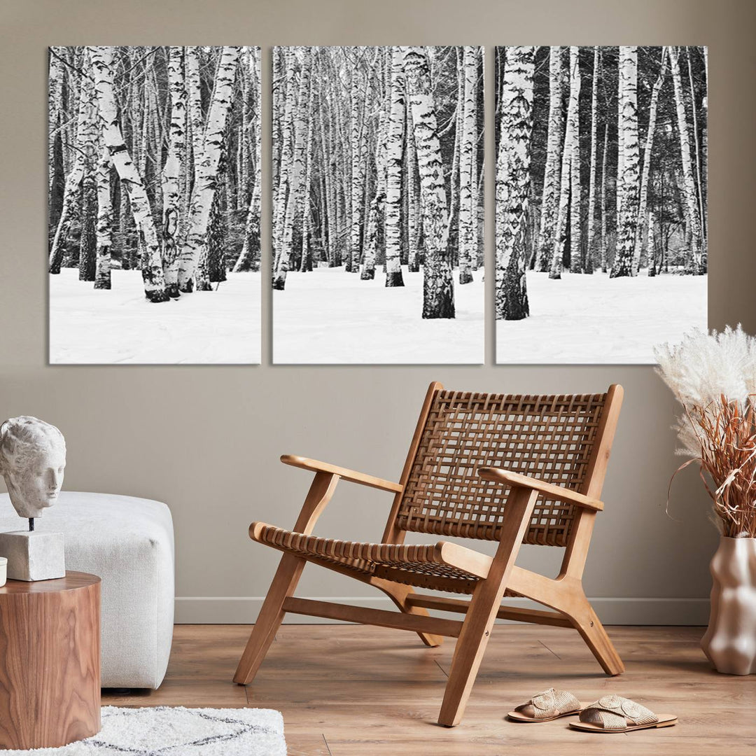 Wall Art Landscape Canvas Print Forest in Winter with Snowy Ground and Trees