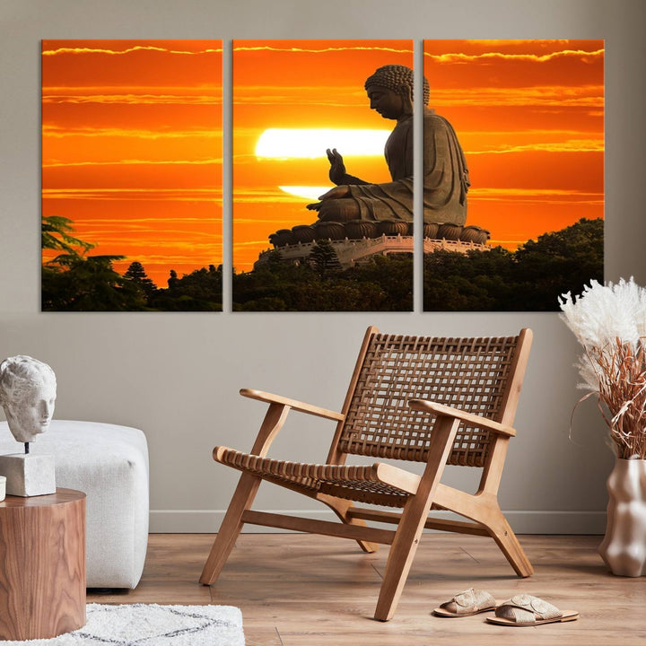 Buddha Statue at Sunset Canvas Print 