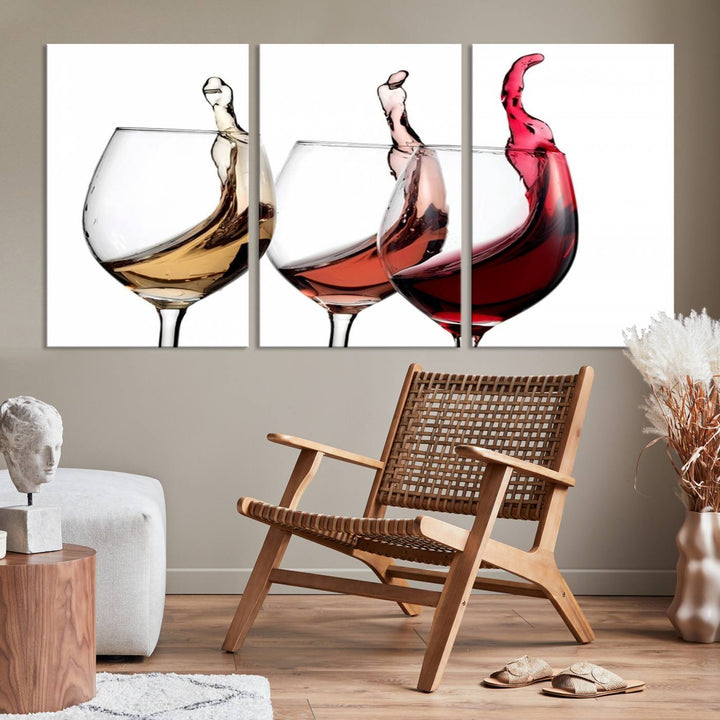 Wall Art Abstract Wine Glasses Canvas Print