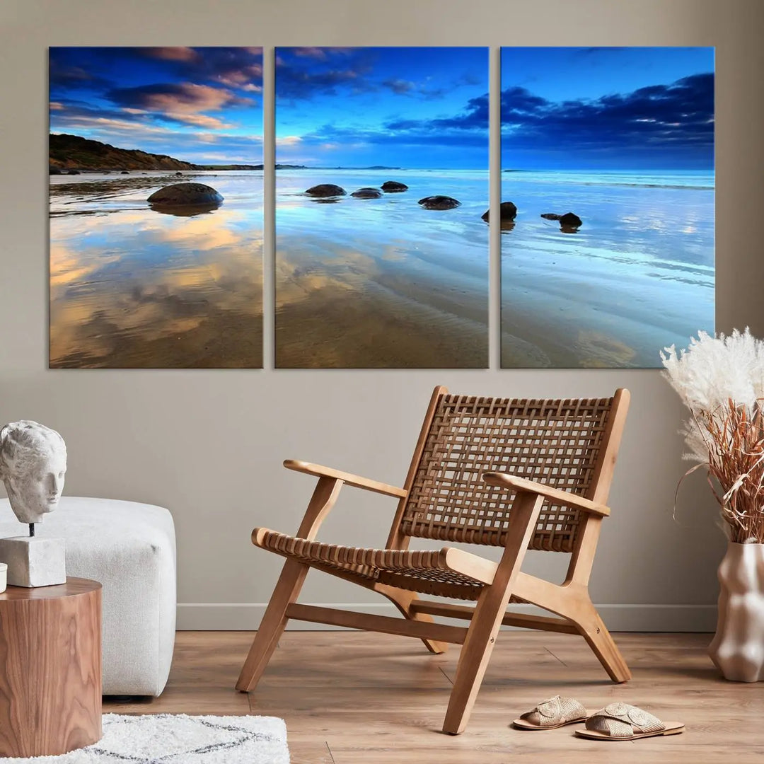 Wonderful Beach Landscape with Mountain Canvas Print 