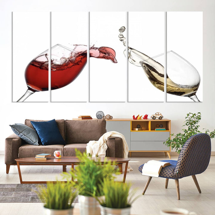 Red and White Wine in Glass Canvas Print