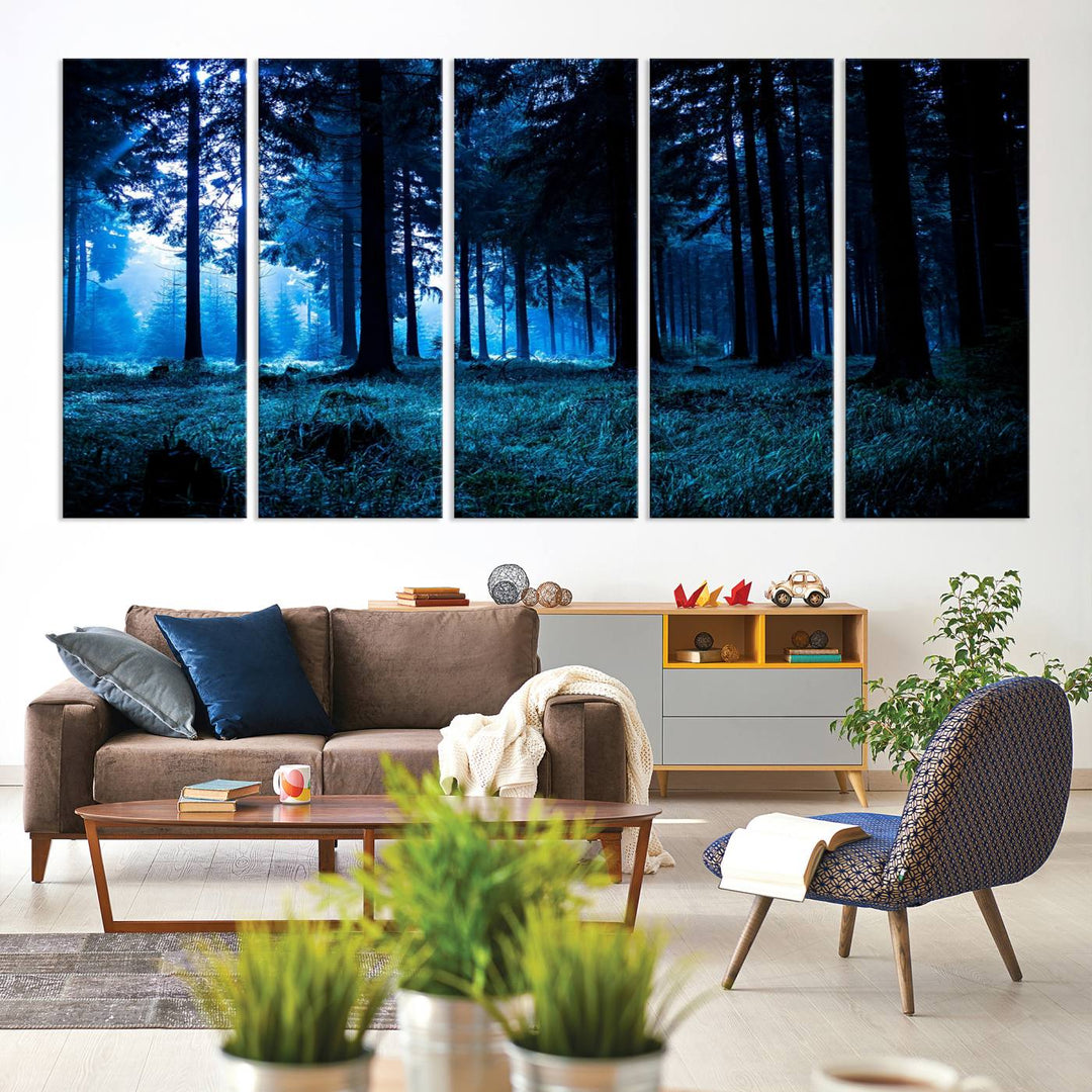 Mystic Dark Forest Wall Art Forest Canvas Print