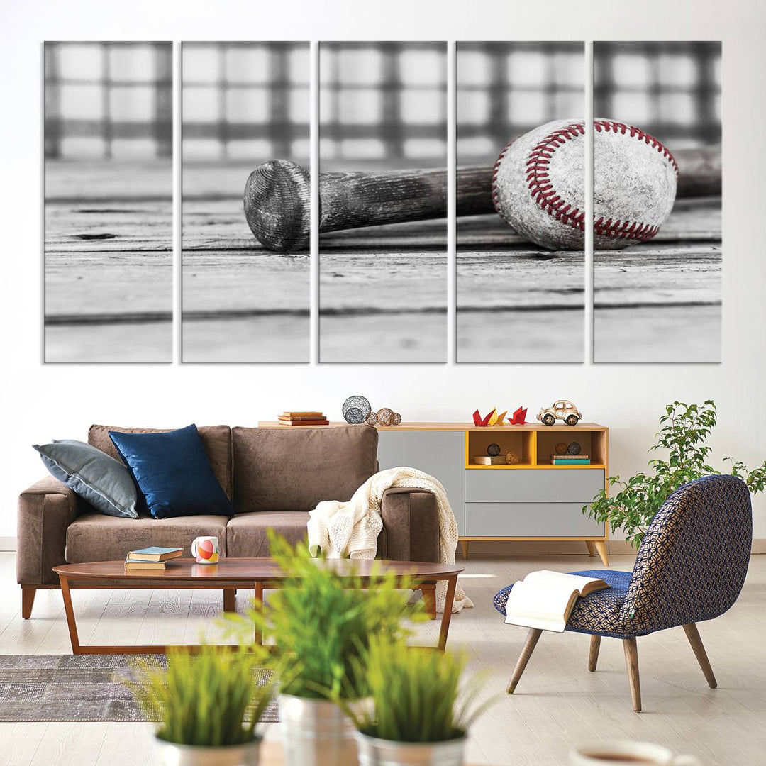 Lienzo de béisbol vintage para pared, impresión de béisbol, arte imprimible, arte retro, deportes, arte de pared, impresión en lienzo grande, varias piezas enmarcadas listas para colgar, juego de 3 paneles de lienzo, fotografía en blanco y negro