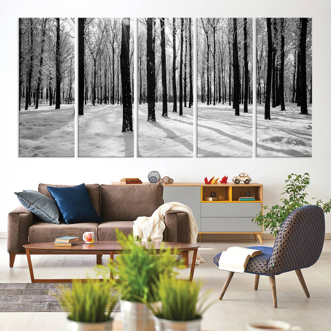 Wall Art Winter Forest Poplar Trees Canvas Print