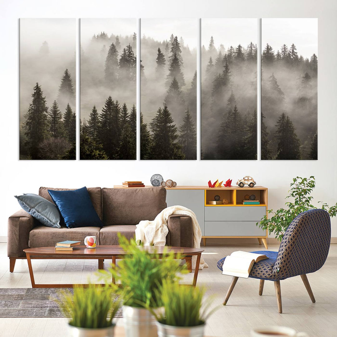 Foggy Forest Wall Art Canvas Print