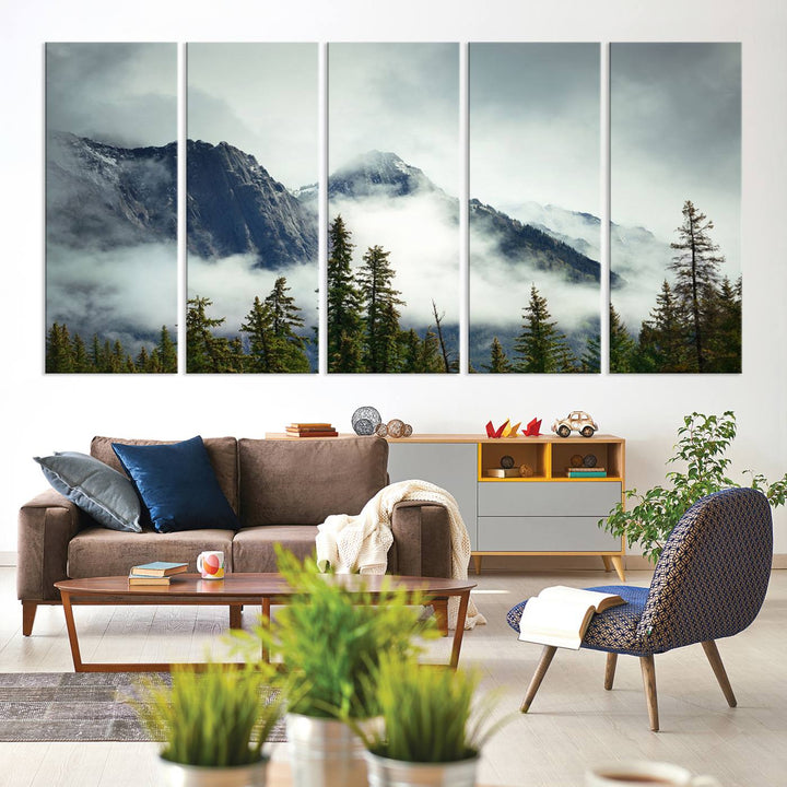 Misty Mountain Forest Wall Art Canvas Print