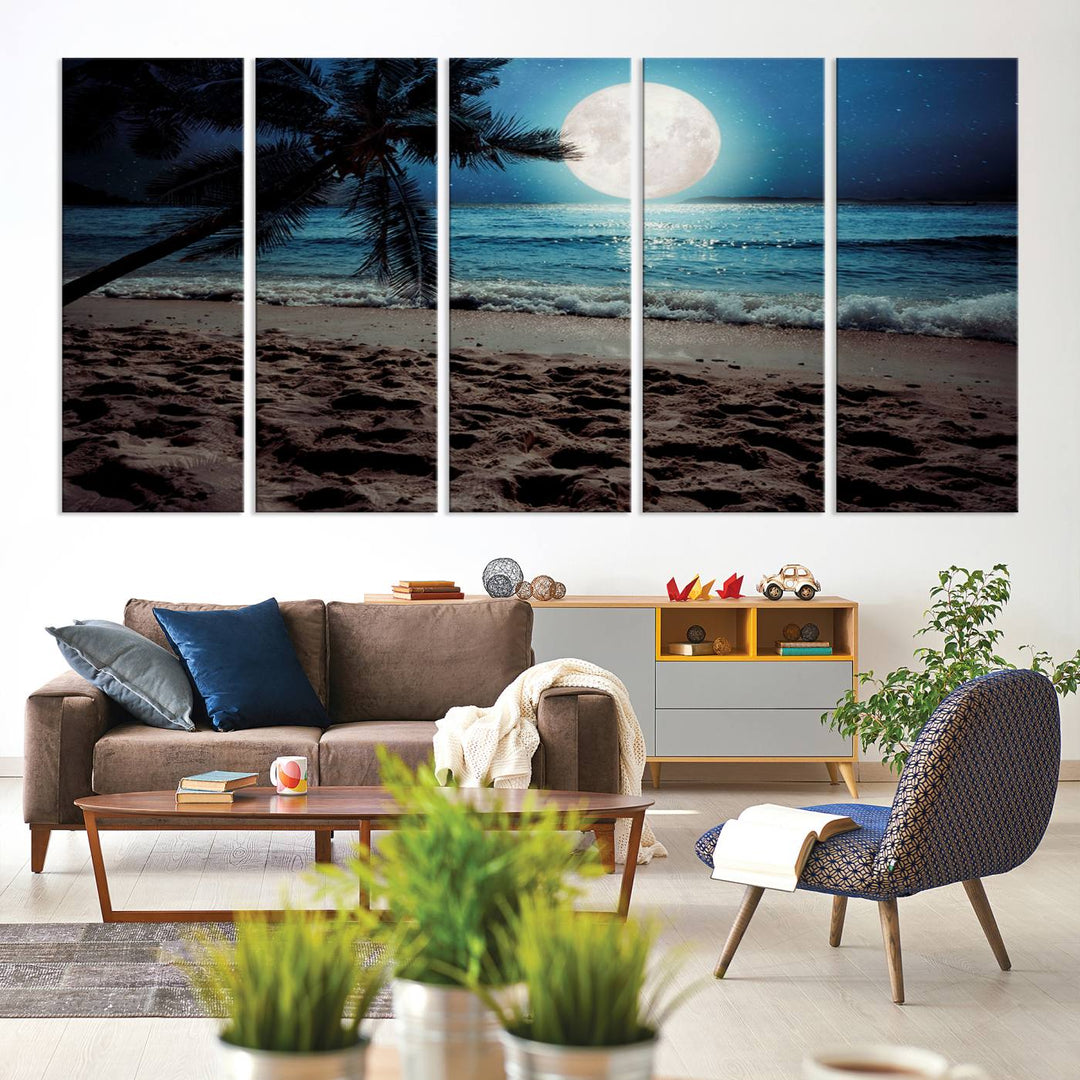 Moonglade Coastal Palm Tree Wall Art Canvas Print