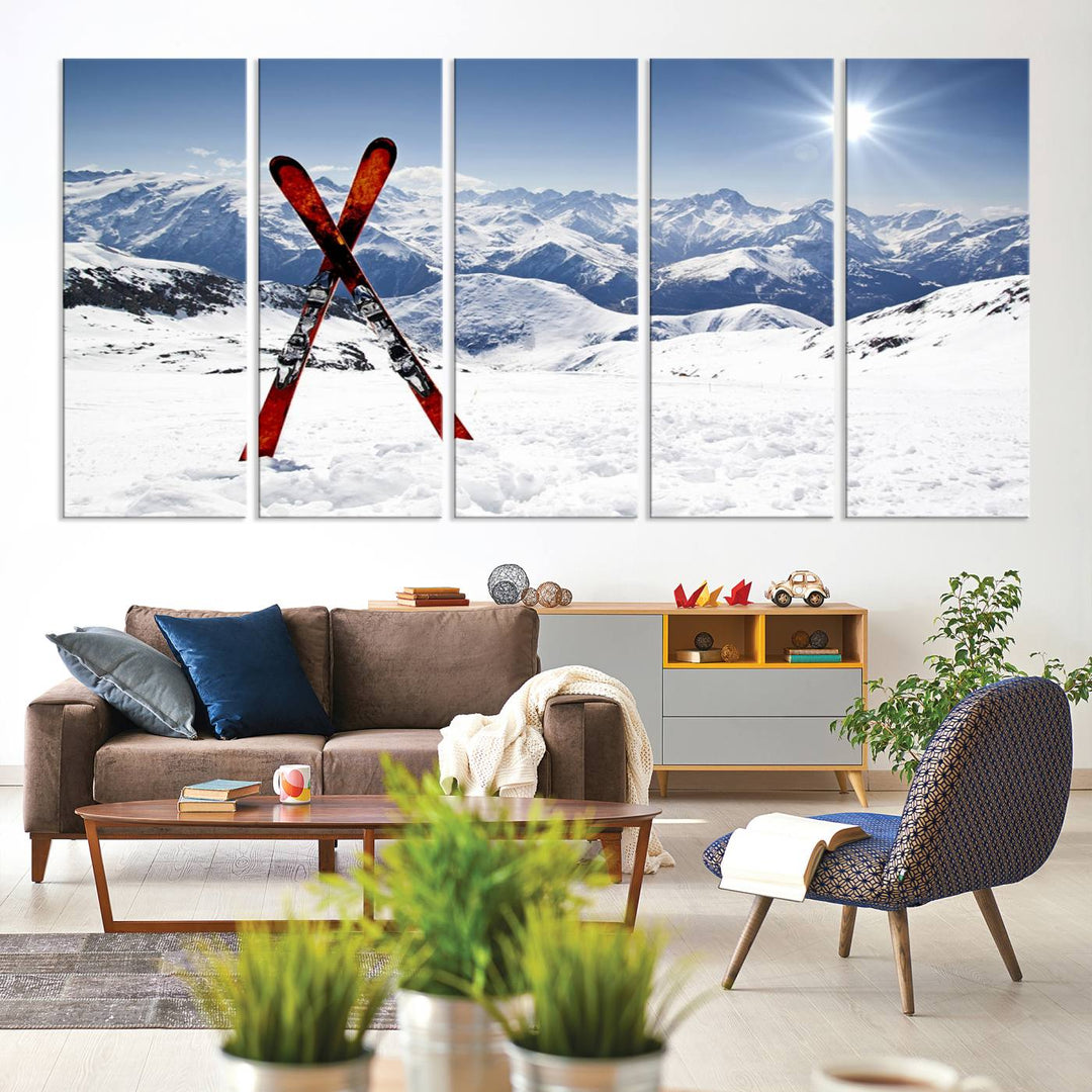 Impression sur toile d’art mural de montagne de neige, art mural de sport de snowboard