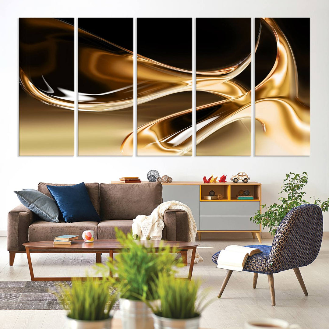 Liquid Glittered Luxury Gold Canvas Wall Art Print