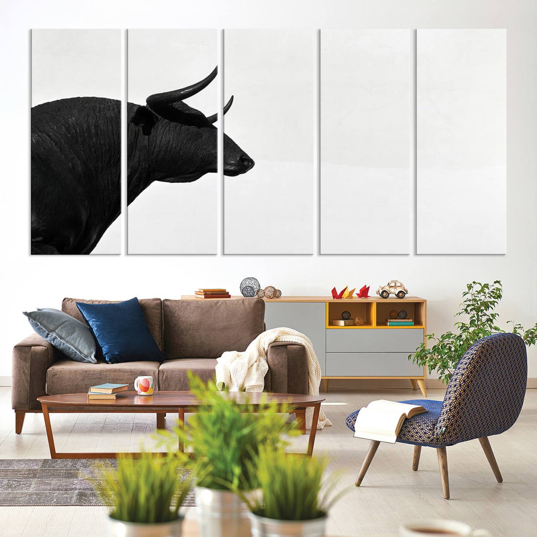 The Spanish Bull Wall Art Canvas Print is crafted on museum-quality canvases and is coated with UV-protective layers for lasting brilliance. It comes ready to hang, effortlessly enhancing your living space.