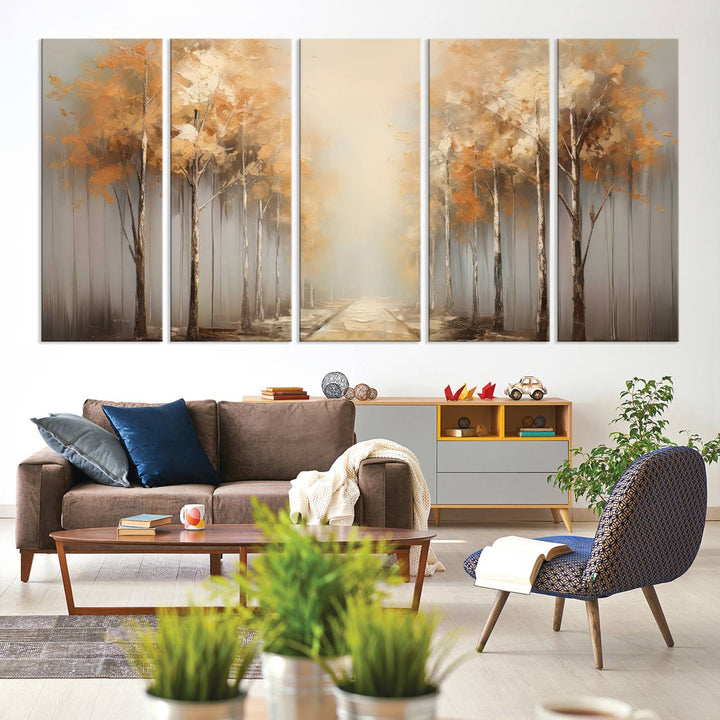 Autumn Forest Path Wall Art | Large Canvas Print for Living Room, Bedroom, or Office Decor | Forest Wall Art, 3 Panel Wall Art