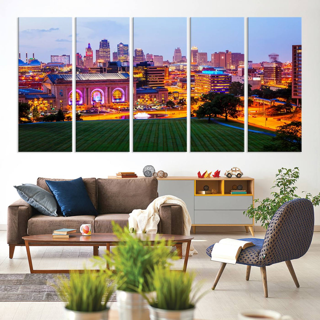 Impression sur toile de nuit de Kansas City, art mural et