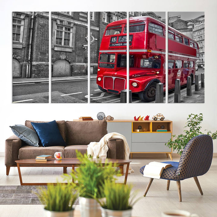 London Red Bus Wall Art, Red Telephone Club, London Night Canvas Print