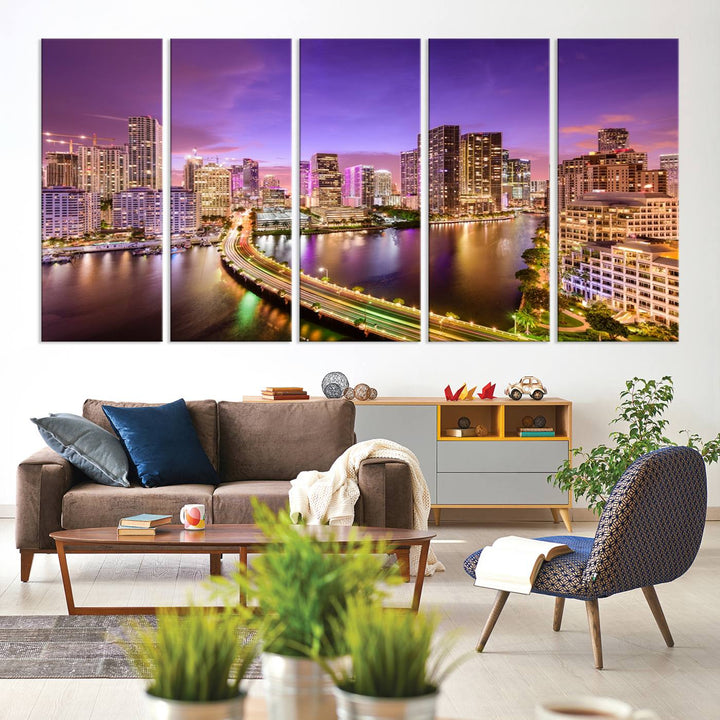 Miami City Wall Art Canvas Print 