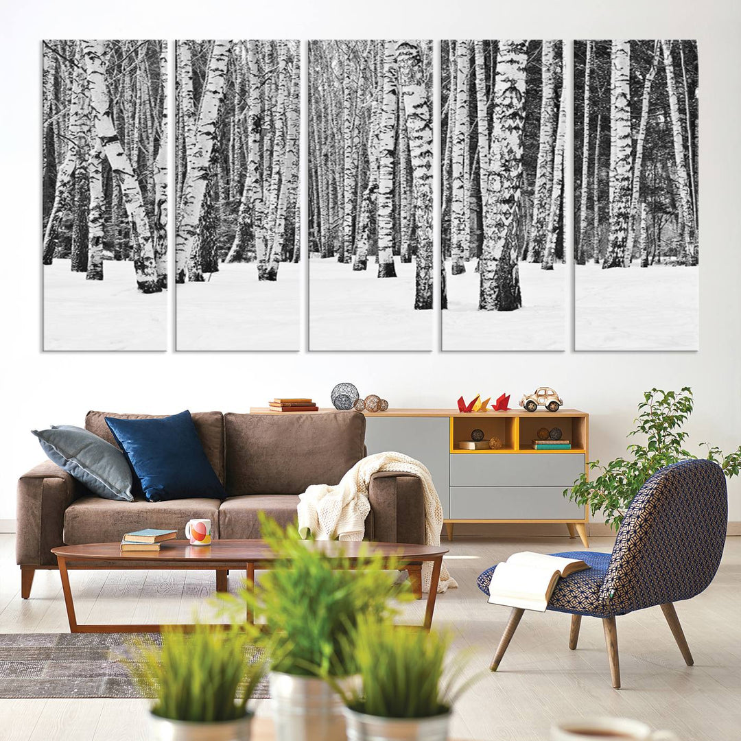 Wall Art Landscape Canvas Print Forest in Winter with Snowy Ground and Trees