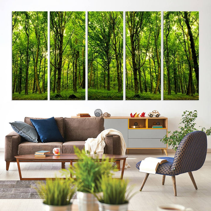 Wall Art Landscape Canvas Print Panoramic View of a Green Forest