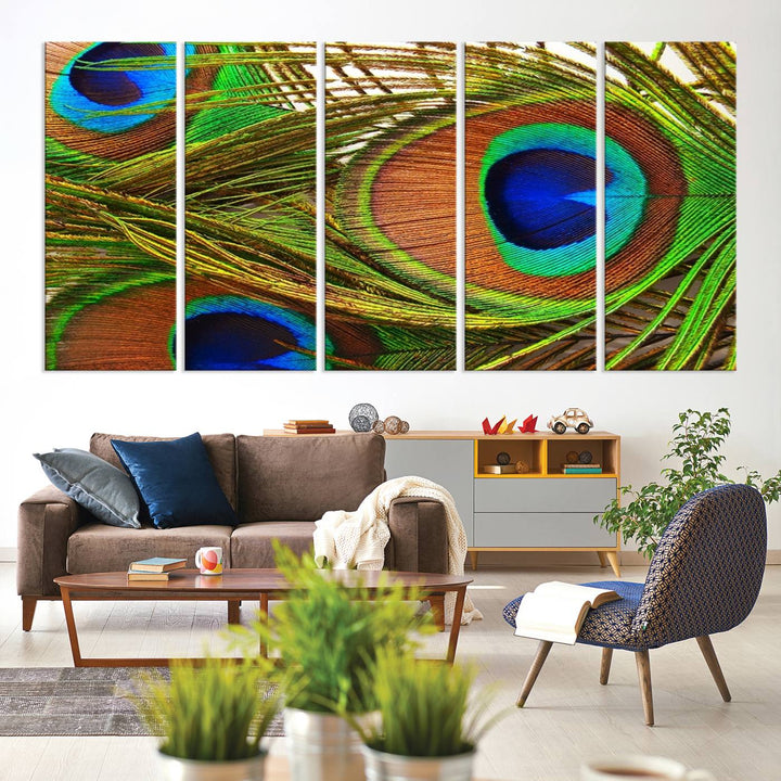 Wall Art Animal Canvas Print Triple Eyed Peacock Wing