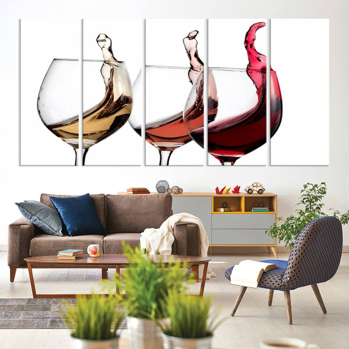 Wall Art Abstract Wine Glasses Canvas Print